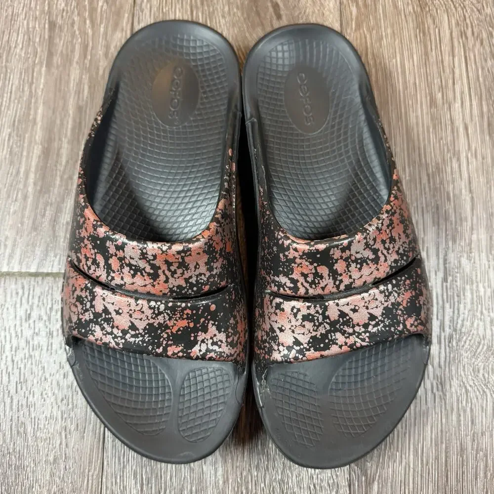 OOFOS Womens OOahh Luxe Recovery Bellini Splash Slide Size 9 - Picture 2 of 12